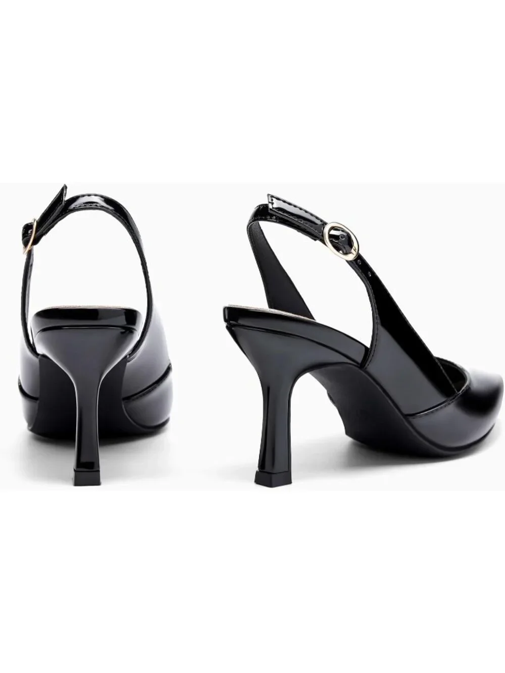 Women's Black Patent Slingback Kitten Heels Closed Pointed Toe Dress Pumps Shoes